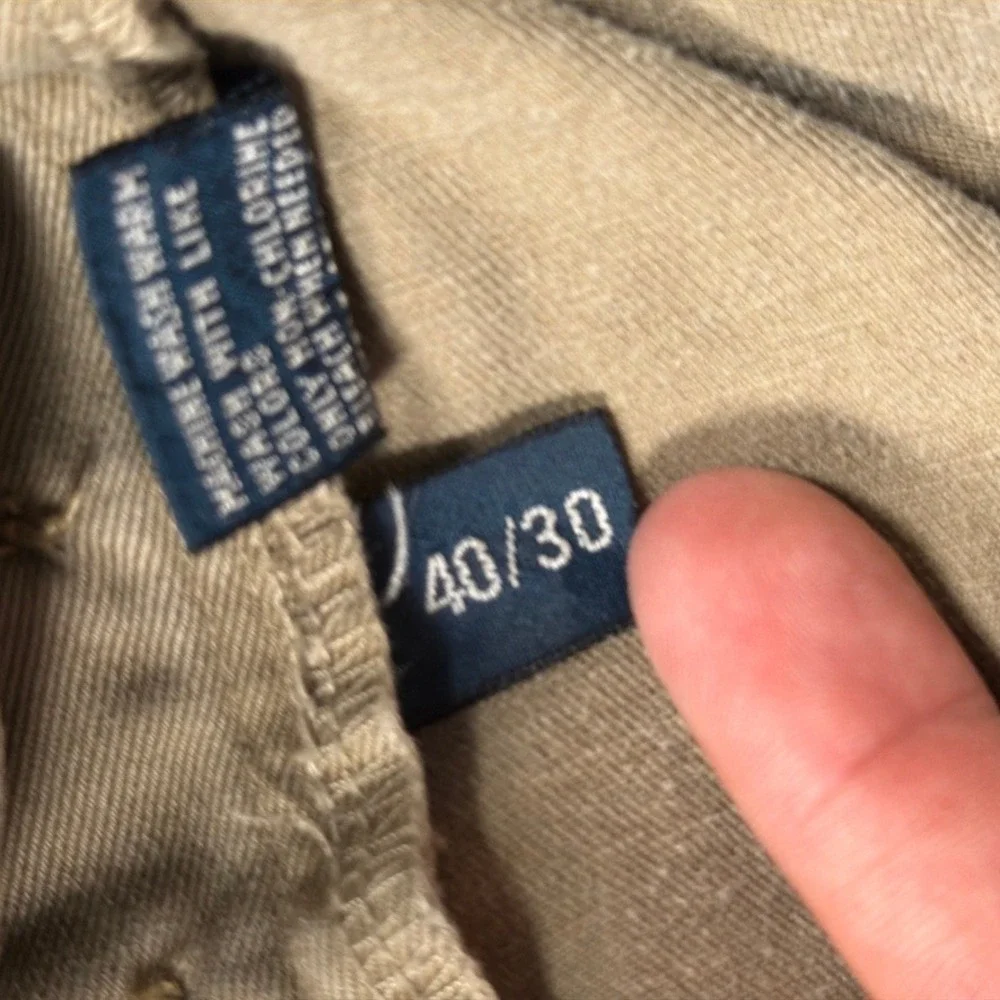 Polo Ralph Lauren Chino Pants Distressed Mens 39x29 Tan Raw Hem‎ Button Fly